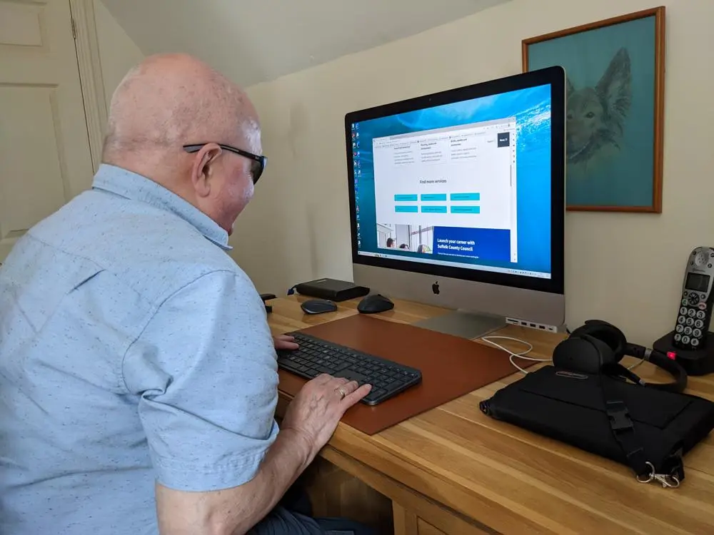 A blind man testing our new website using a screen reader