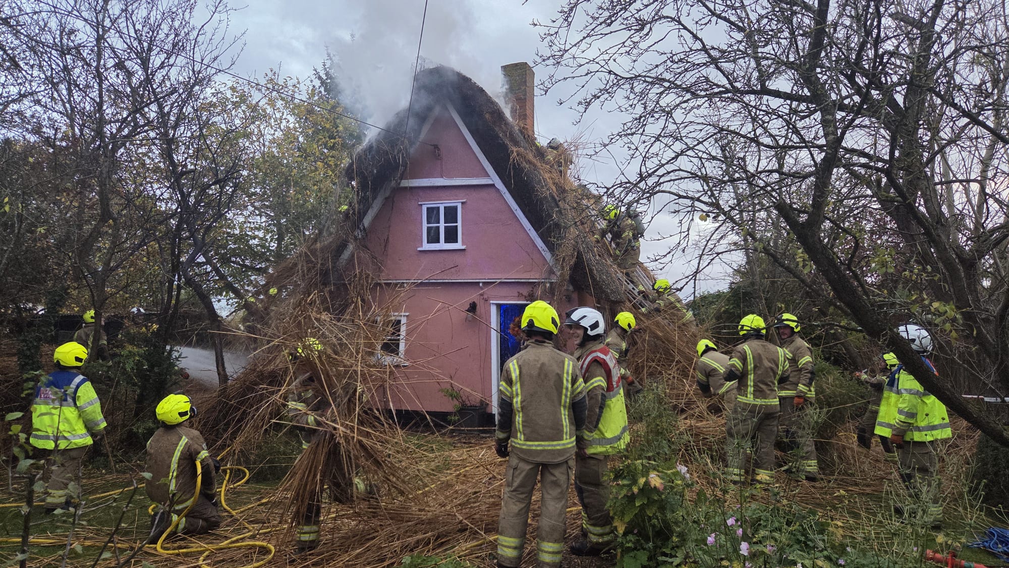 Firefighters at the scene of the fire in Cockfield. (Picture: SFRS)