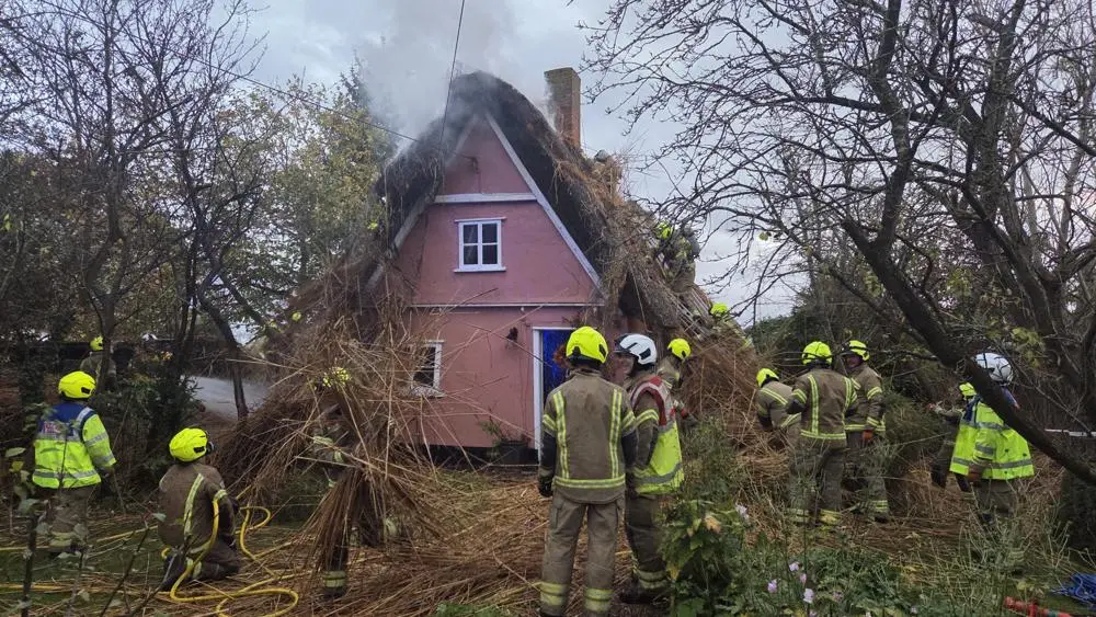 Firefighters at the scene of the fire in Cockfield. (Picture: SFRS)