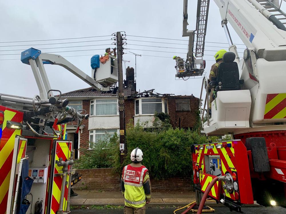 Firefighters worked on scene alongside UK Power Networks engineers who were isolating power.