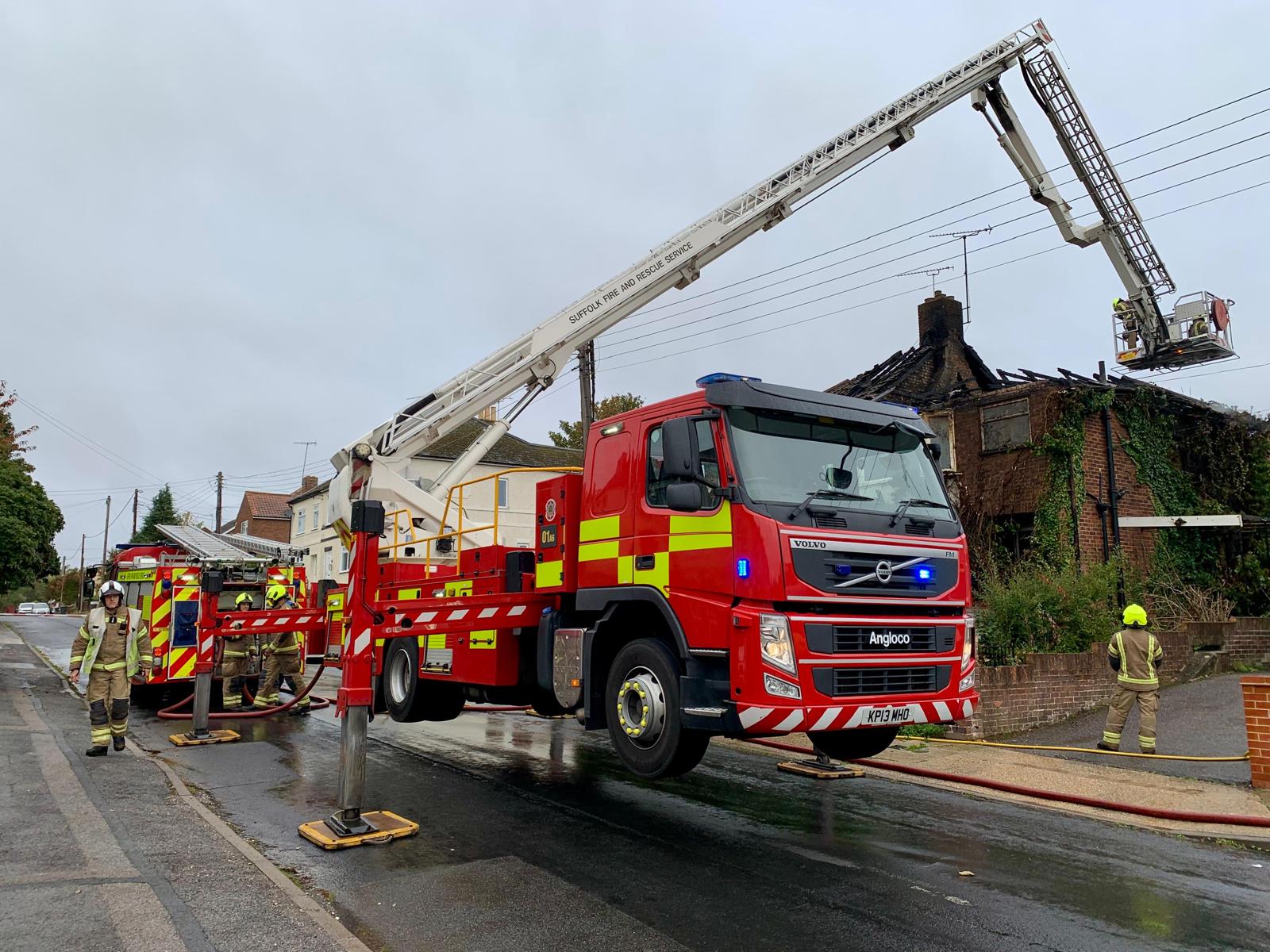 Aerial ladder platform in use to gain a vantage point from above 