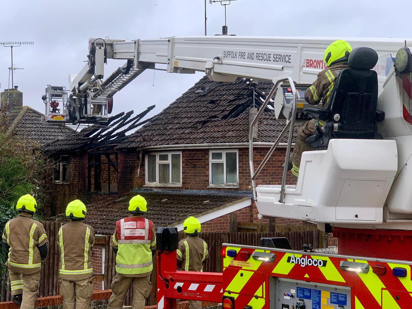 Firefighters used an aerial ladder platform and thermal imaging cameras to check for hotspots 