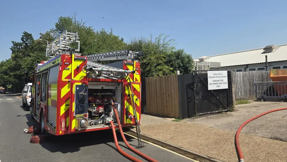 Fire engine outside the school.
