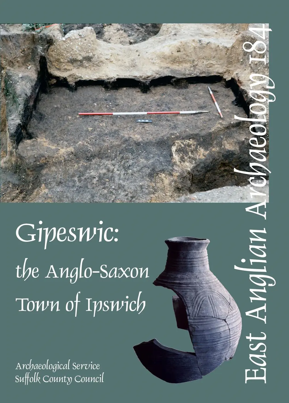 cover of the book showing with pictures of an excavation site and a reconstructed pot