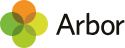 Green, lime, yellow and orange circles overlapping each other with Arbor written next to it.