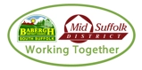 Babergh and Mid Suffolk District Councils logo in green, yellow and brown with Working Together written underneath.