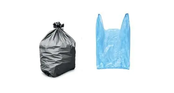 Black bin bag and plastic bag