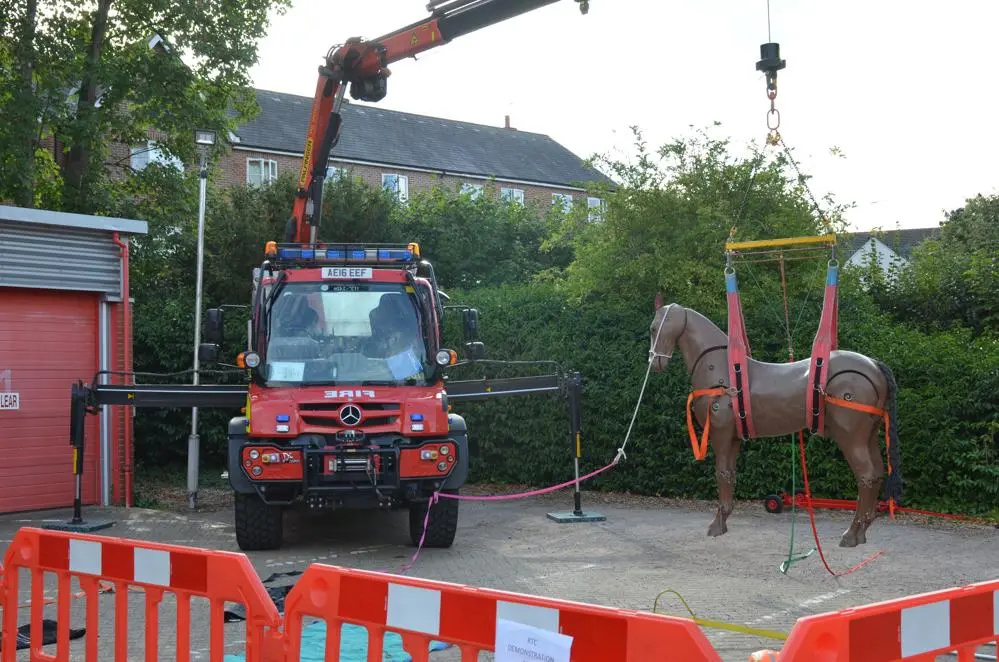 Bury St Edmunds Unimog demonstrating an animal rescue