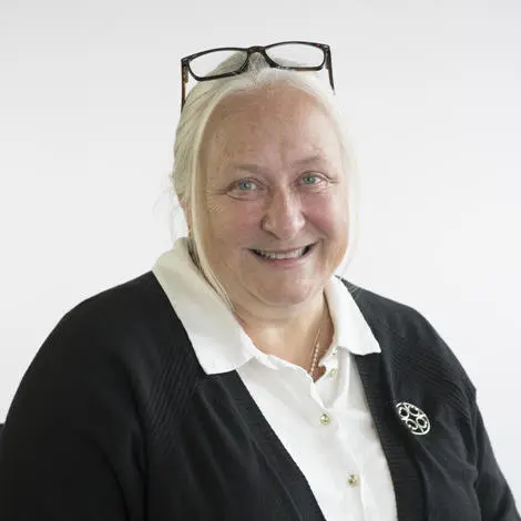Councillor Ruth Leach wearing a white blouse and black cardigan
