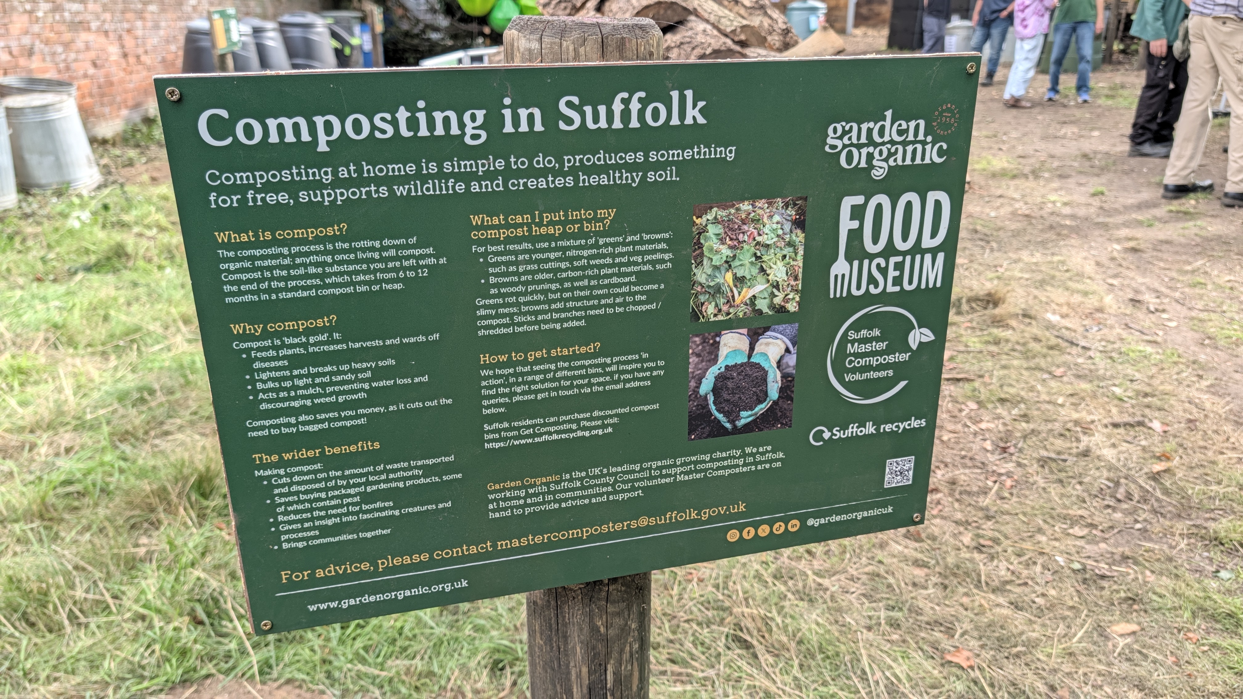 a sign detailing information about the composting area