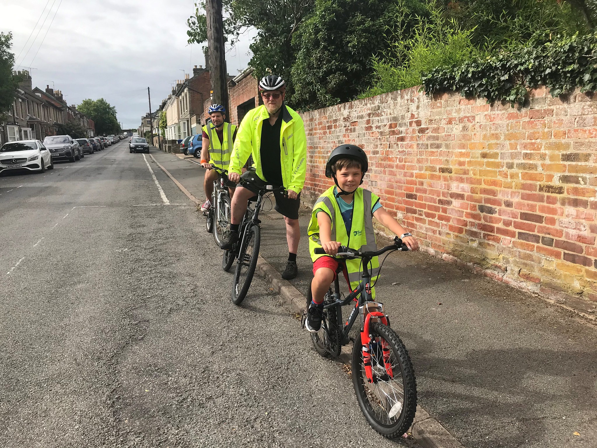 Cyclists along quiet road
