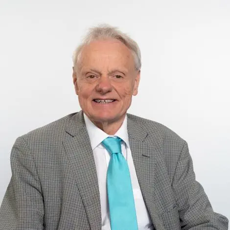 Cllr David Hurlbut wearing jacket and light blue tie