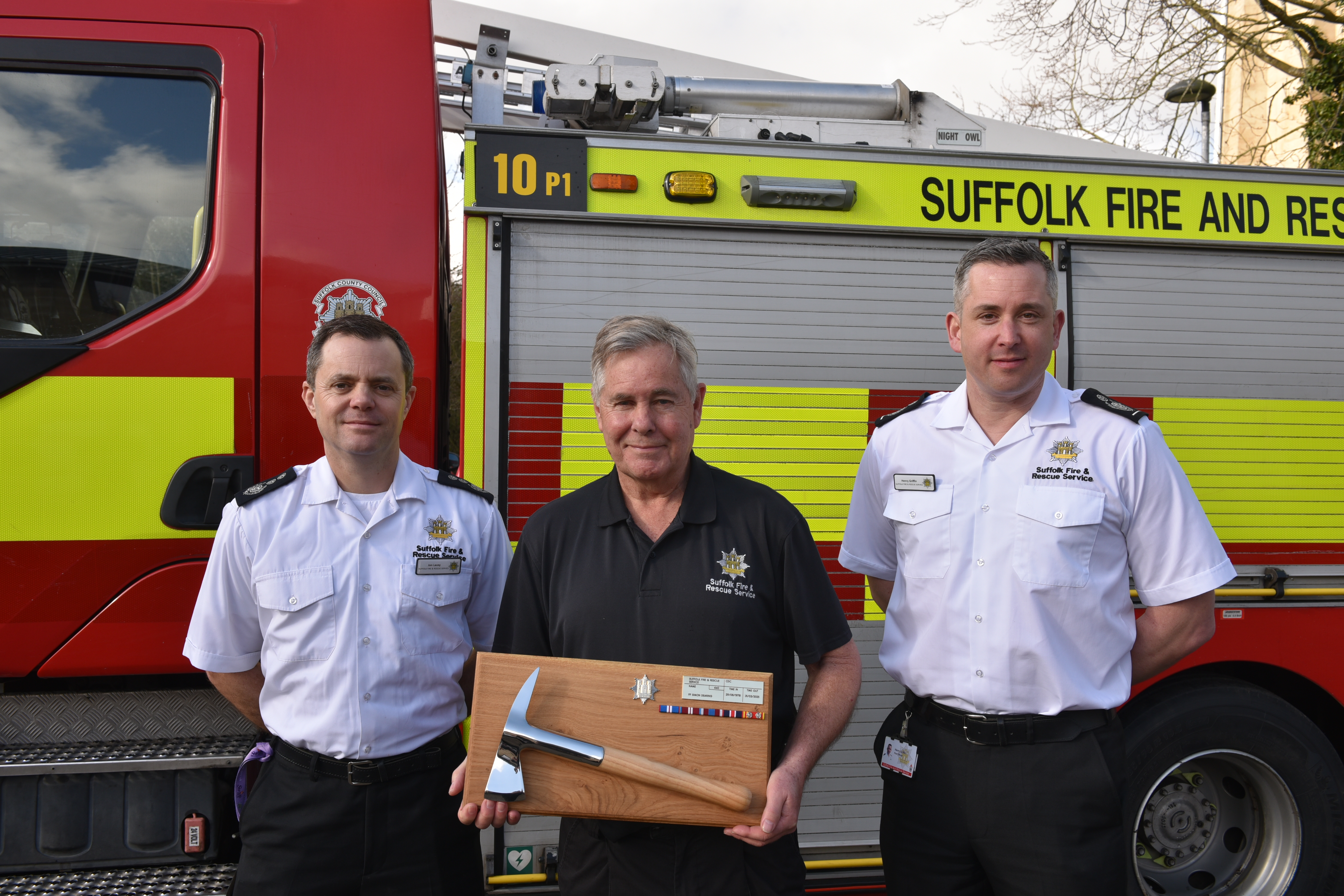 Jon Lacey, Chief Fire Officer, Simon Dearing and Henry Griffin, Deputy Chief Fire Officer