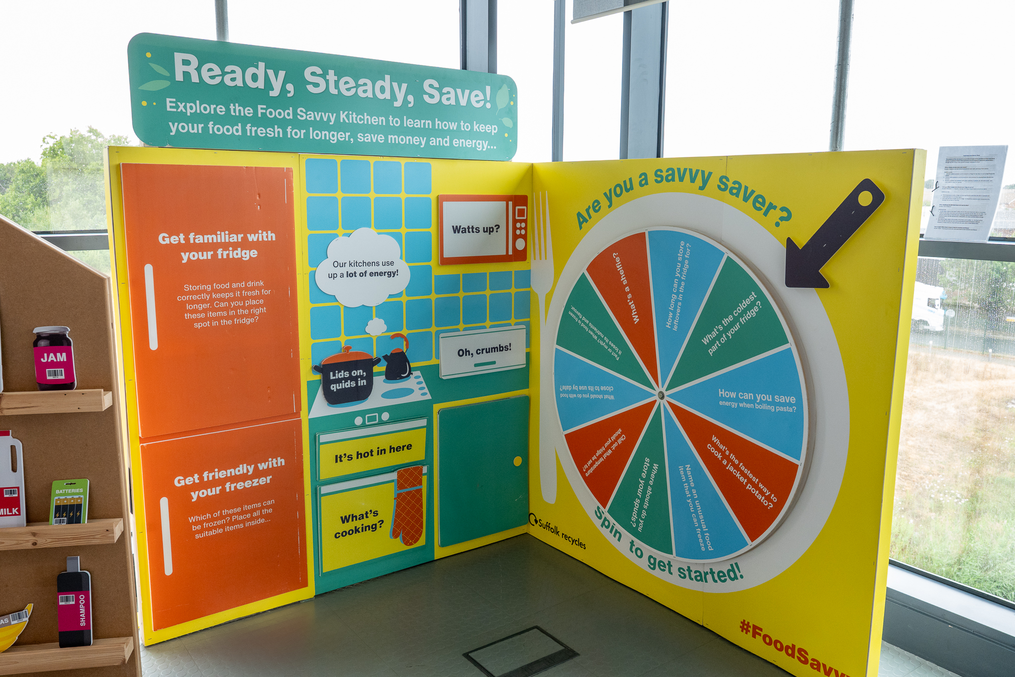 an activity station showing food waste advice at the visitor centre