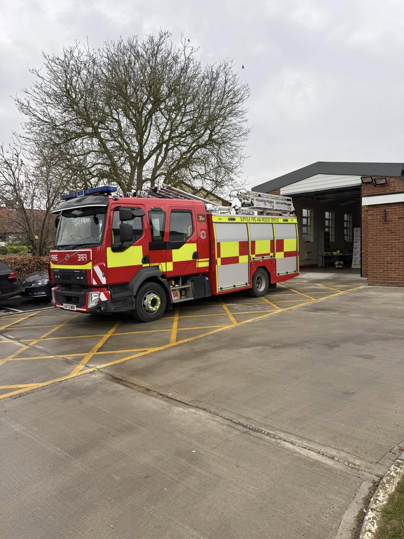 Elmswell Fire Station with appliance outside