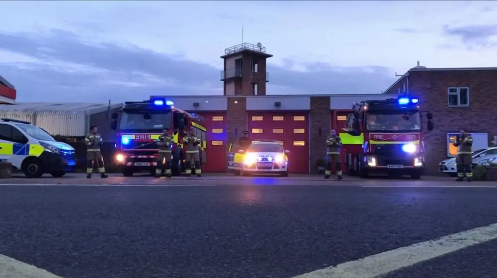 Felixstowe fire appliances and police vehicles outside the station