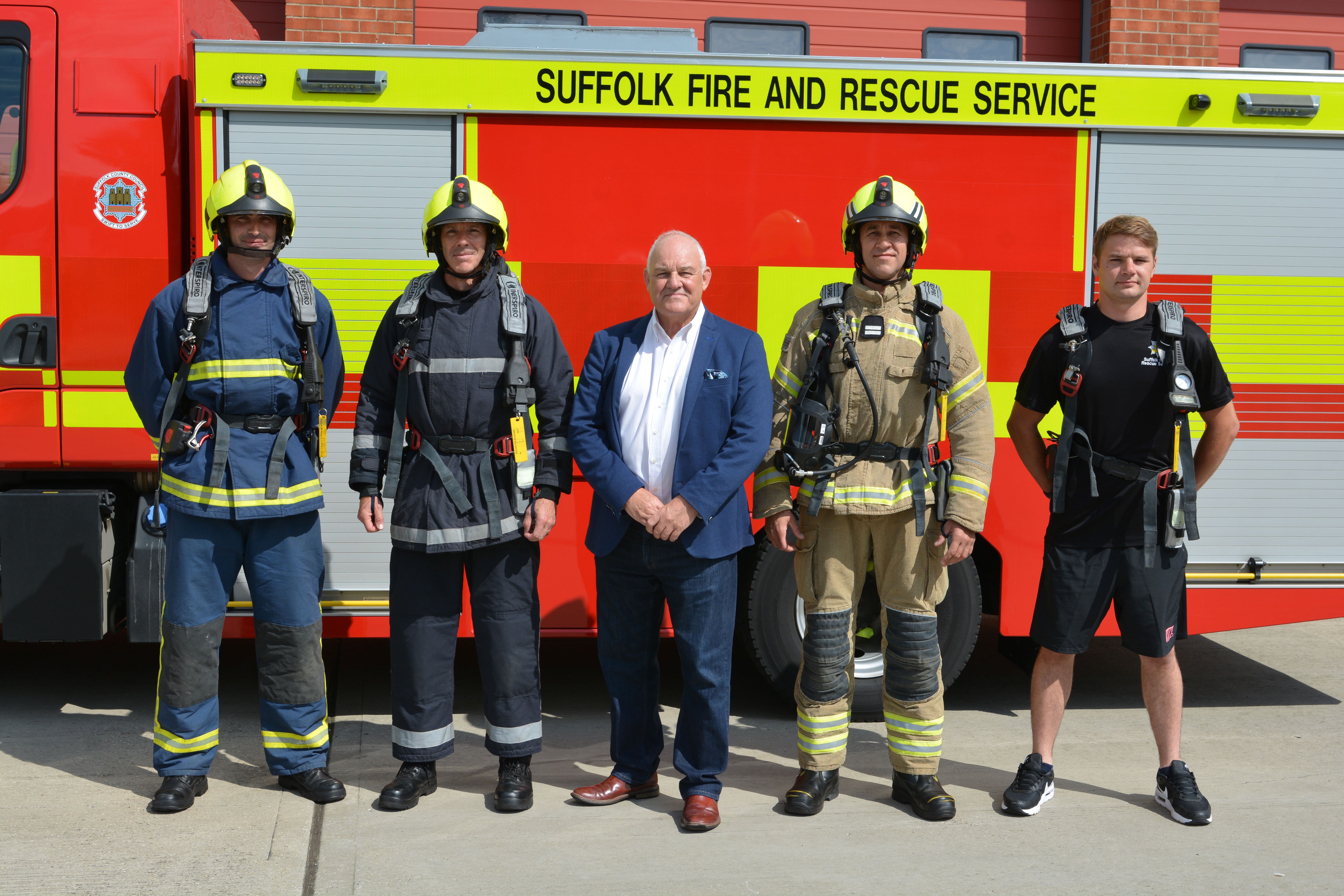 Firefighters and Councillor Steve Wiles