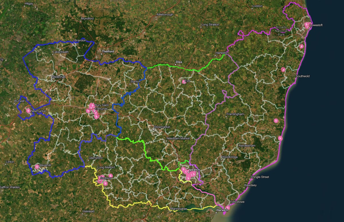 Plug in Suffolk chargepoints map.