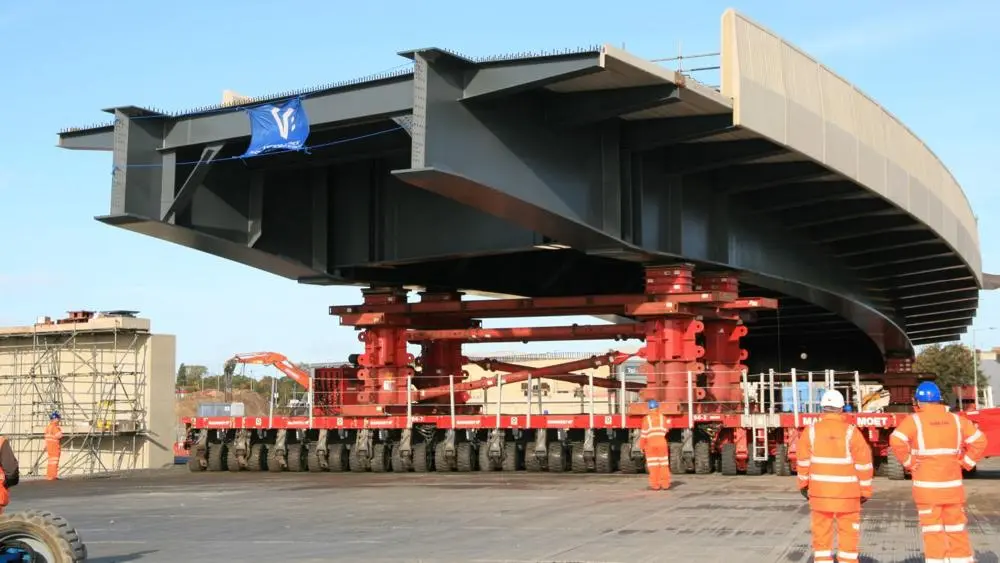 Part of the Gull Wing Bridge construction in Lowestoft, Suffolk