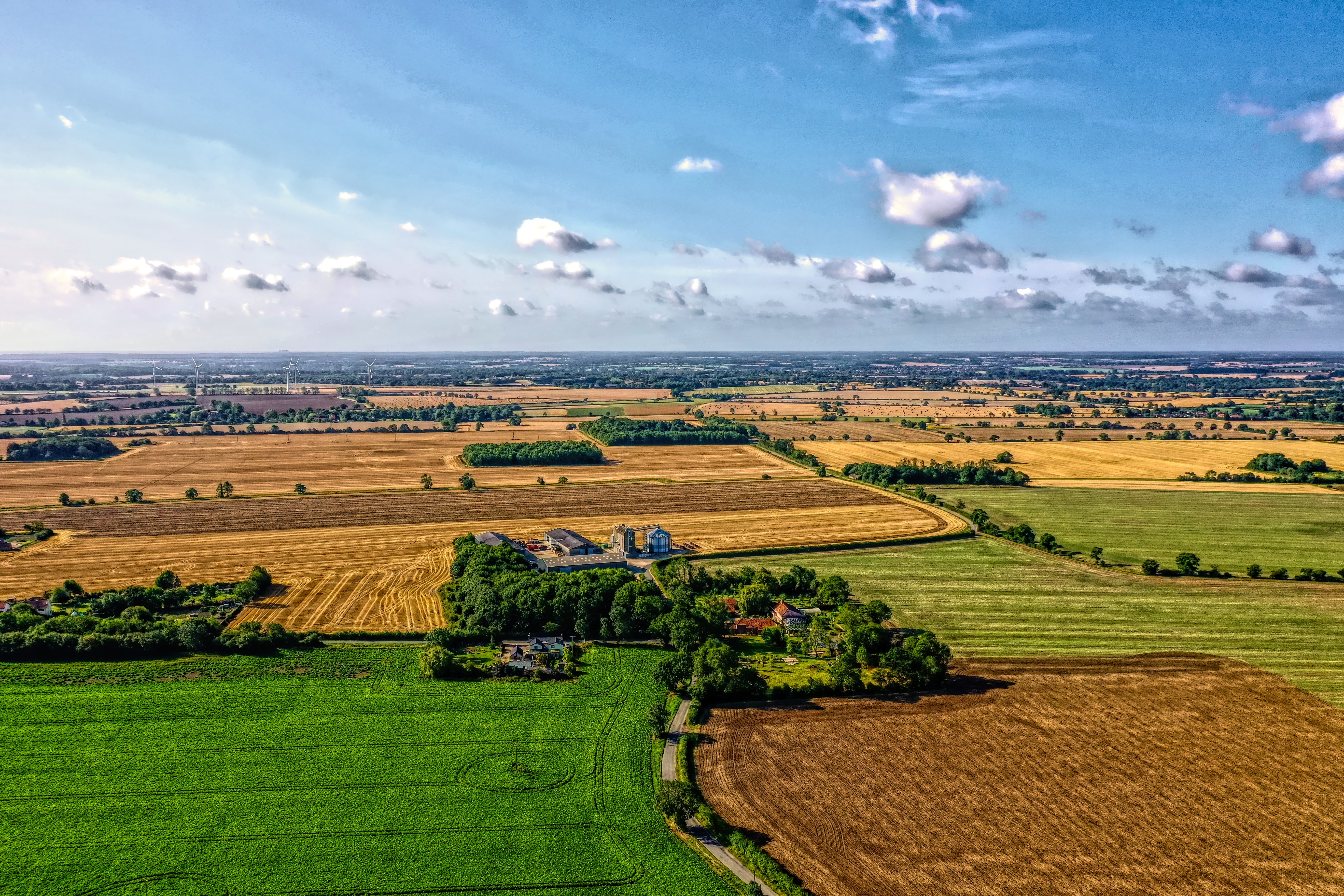 a view of the Suffolk countryside from the air