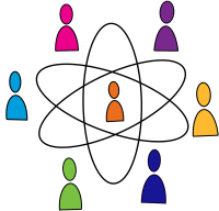 7 avatar icons in different colours