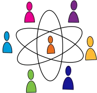 7 avatar icons in different colours