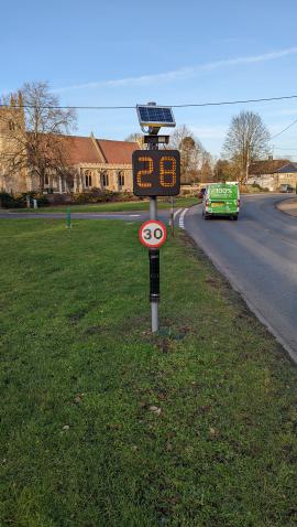 An ANPR Speed Indicator Device at the side of a road