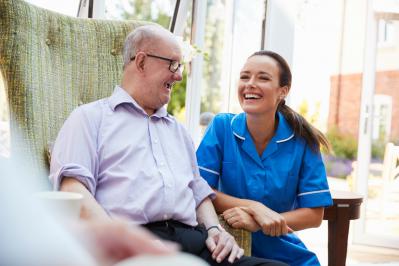 Older man with home carer