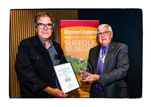 Suffolk Museum Awards Two men holding an award.