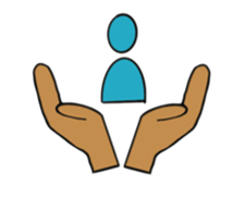 Logo showing two hands holding a basic avatar of a person to represent intervention