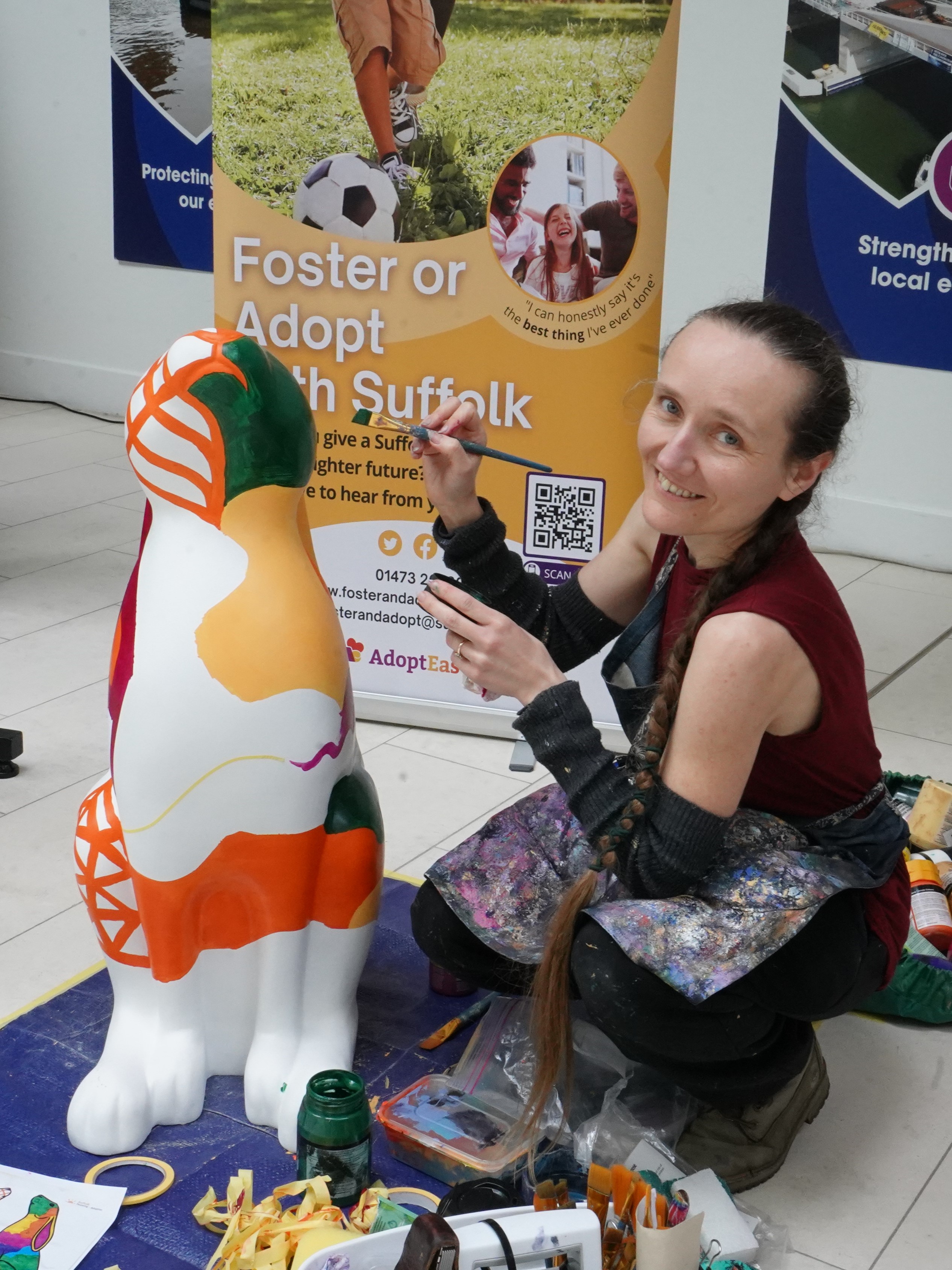 model of a Hare being painted by artist