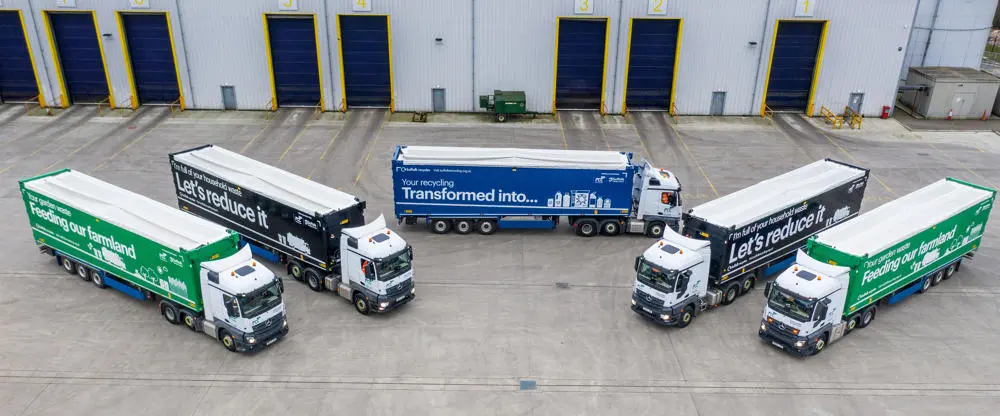Five of the new waste lorry fleet that have been bought by FCC Environment for use in Suffolk