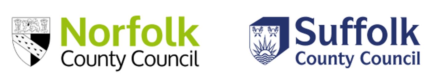 Logos for Norfolk and Suffolk County Councils