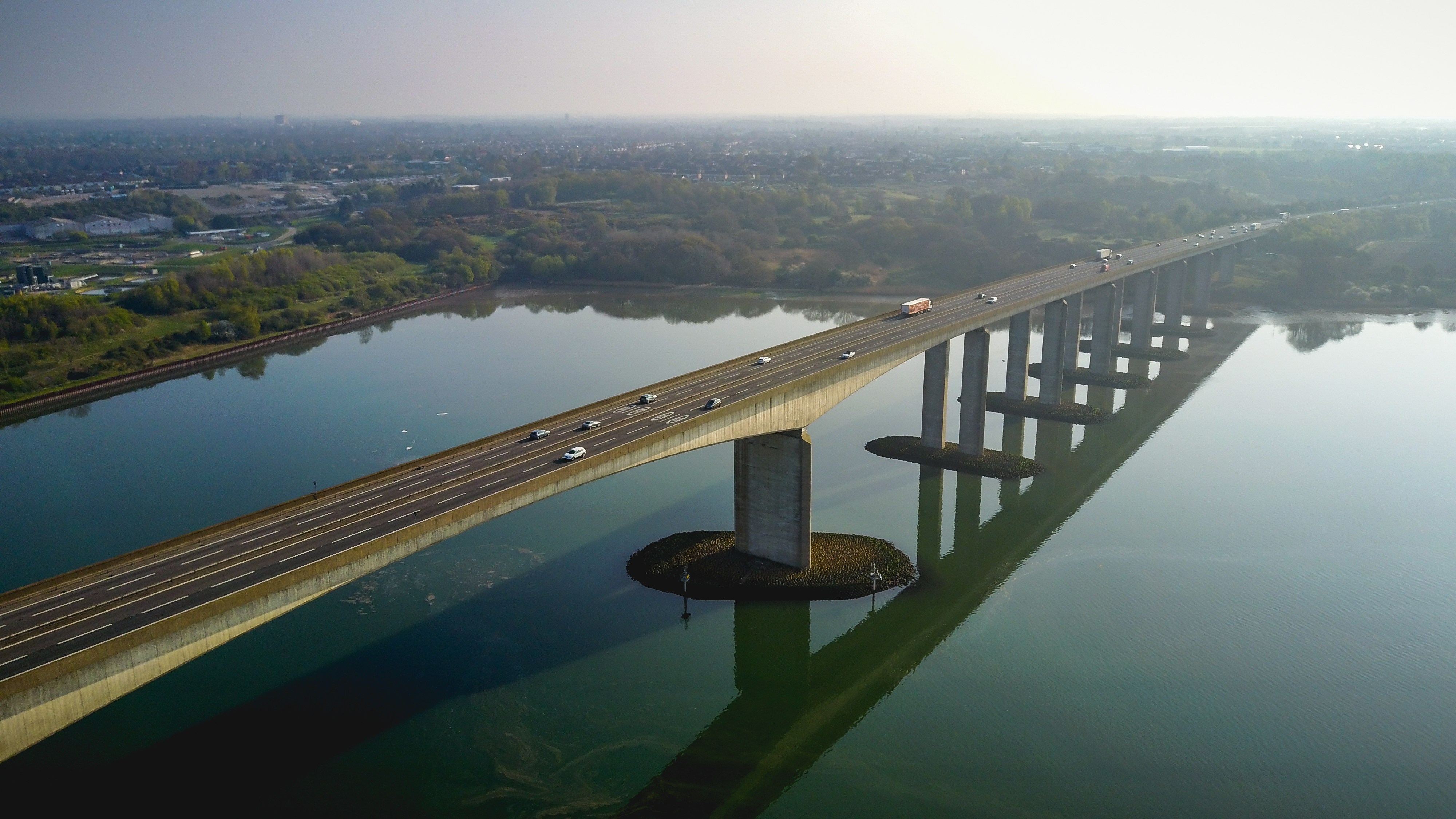 The Orwell bridge with cars on it