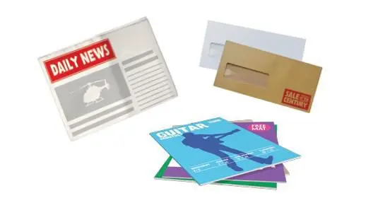 Newspapers, magazines and envelopes