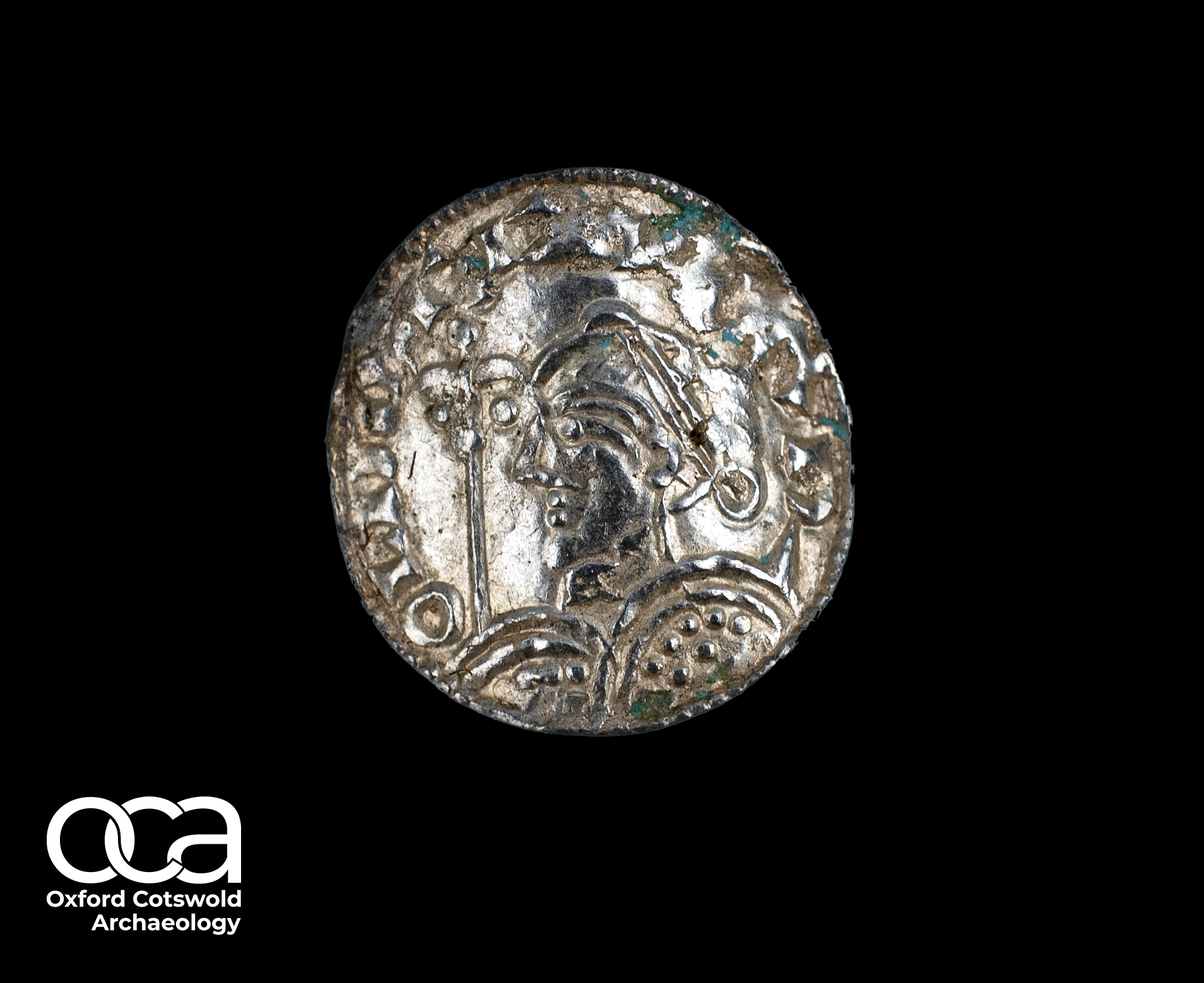 A silver penny showing Harold I