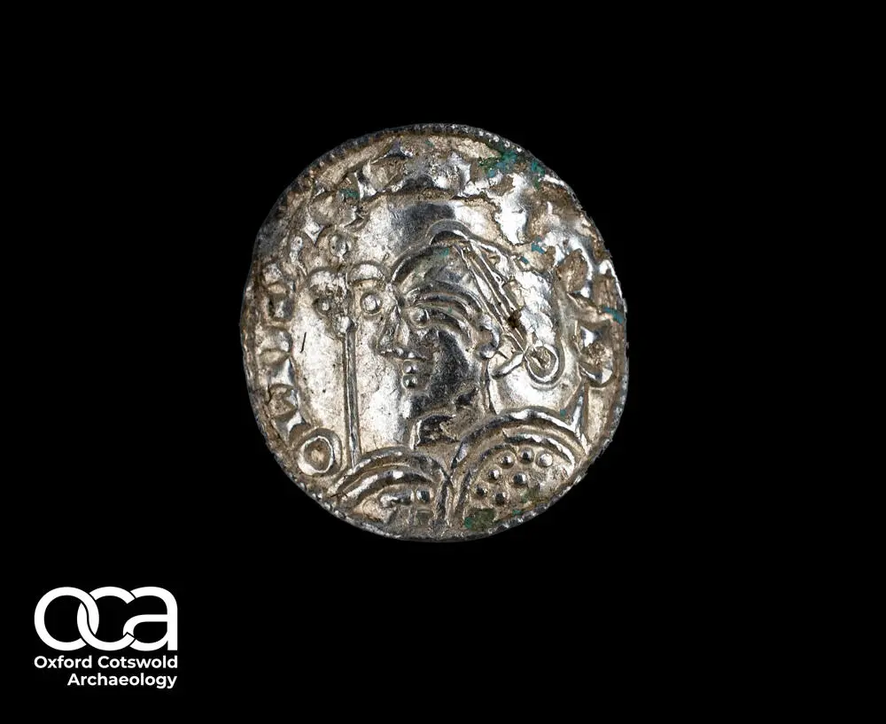 A silver penny showing Harold I