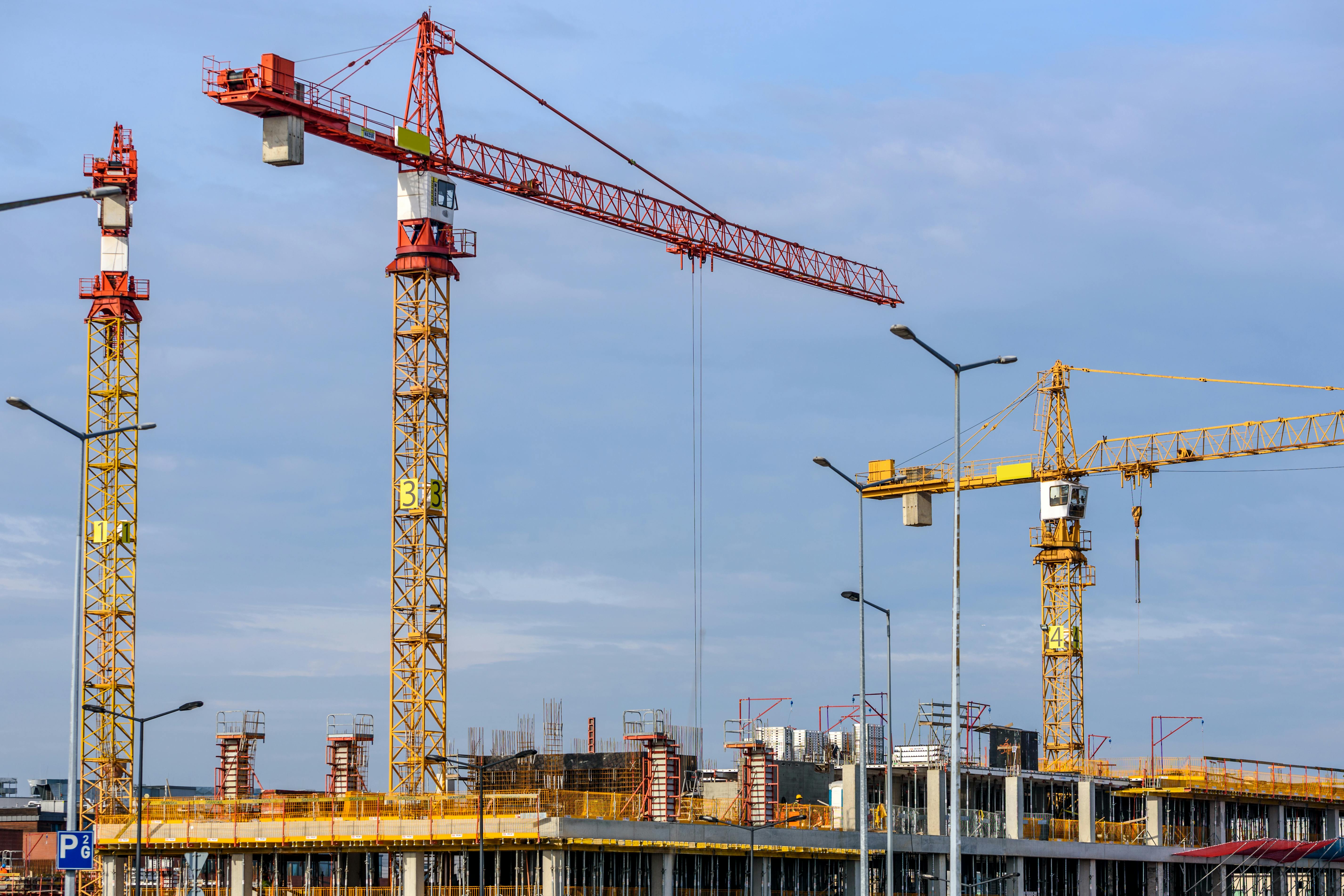 cranes and building site