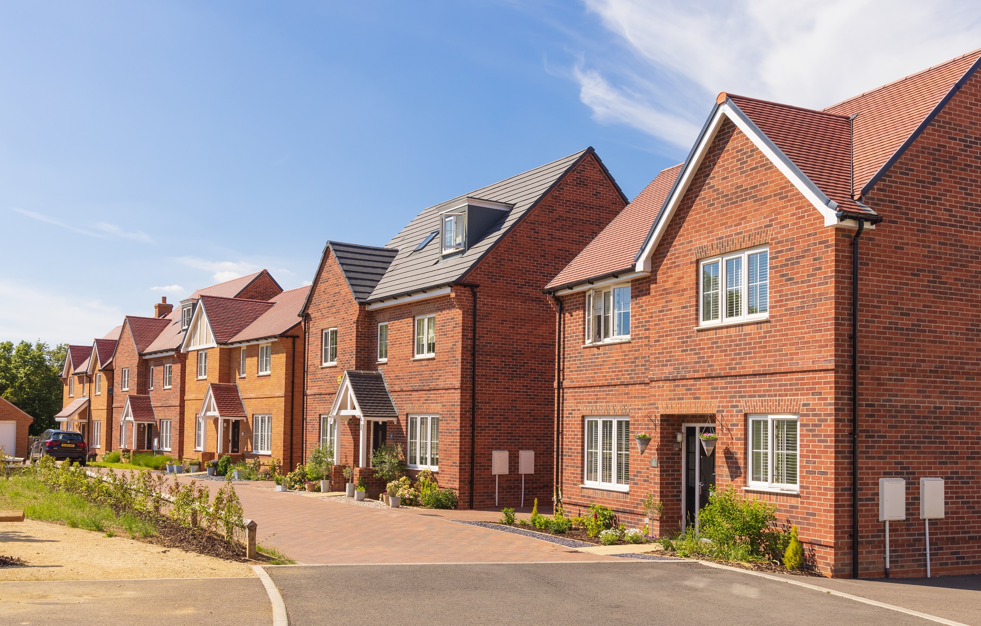 A row of newly-built houses