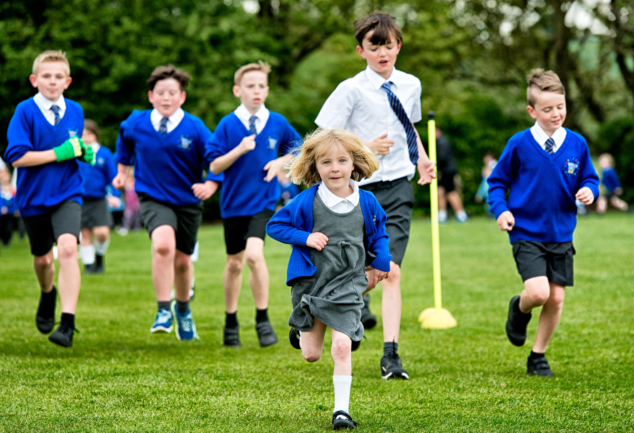 School children running