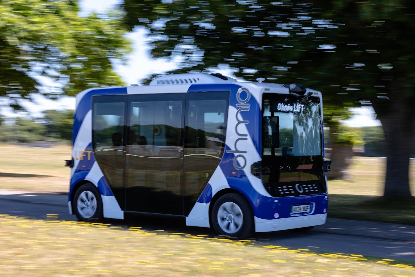 A shuttle car is driving by itself