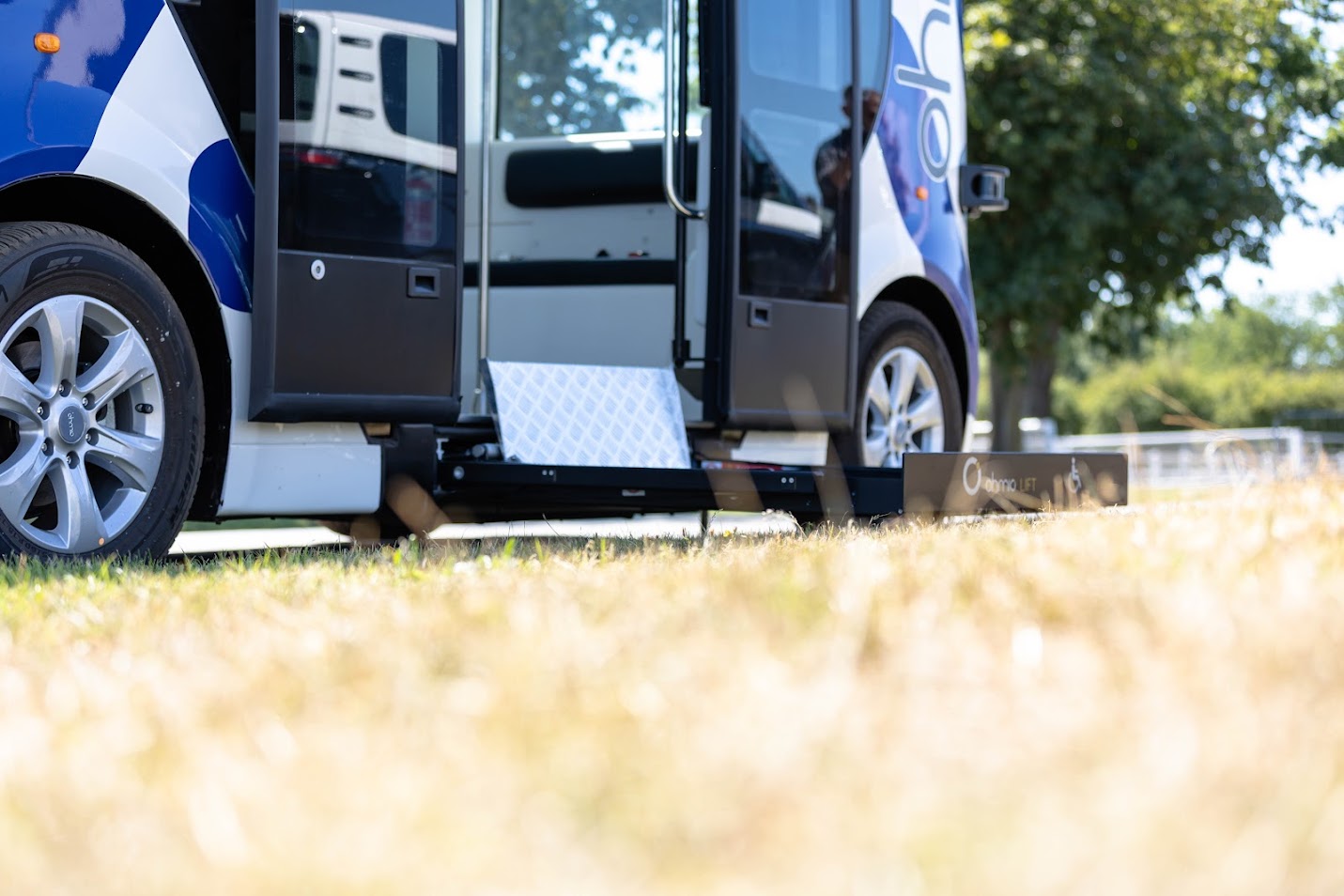 A lift on the side of the shuttle used to help disabled people.