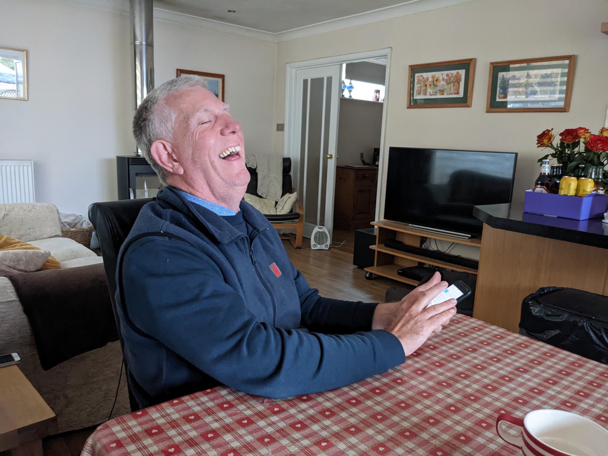 Simon testing our new site on mobile as a blind user