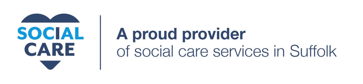 A banner which reads "Social Care. A proud provider of social care services in Suffolk"