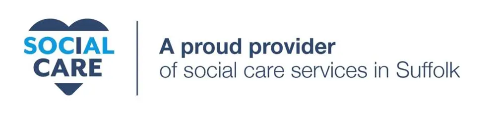 A banner which reads "Social Care. A proud provider of social care services in Suffolk"