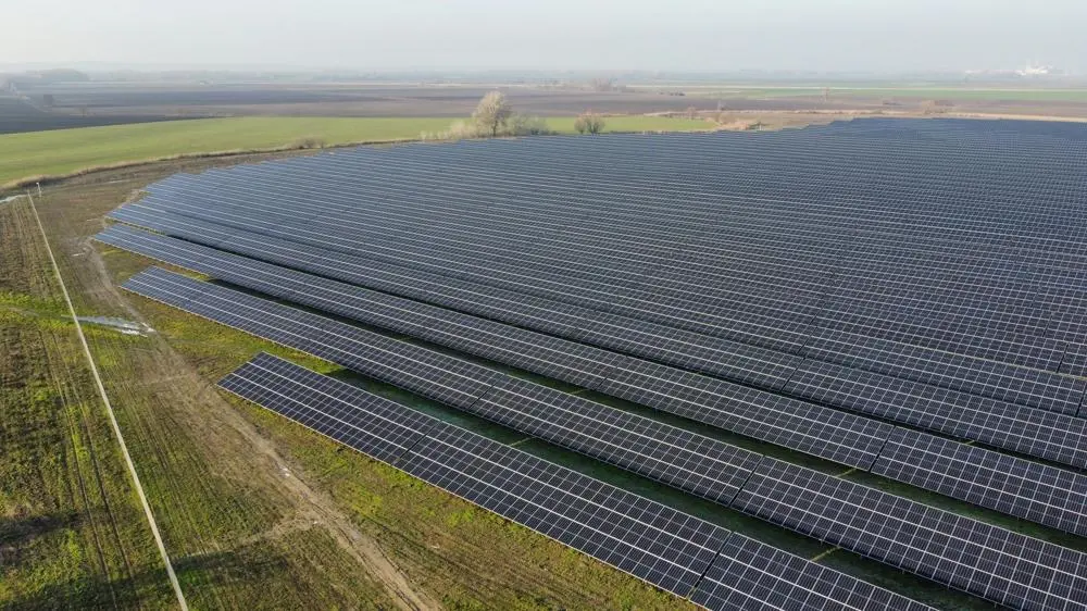 large solar farm in a field
