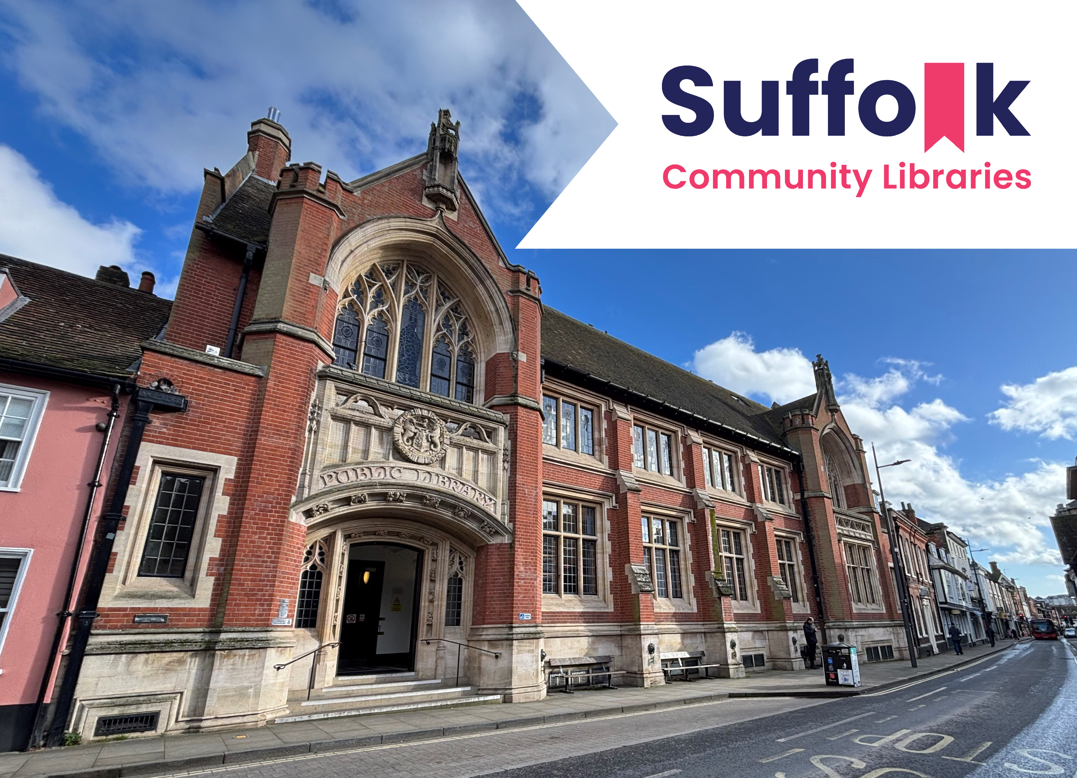 Ipswich Library with Suffolk Community Libraries in the corner
