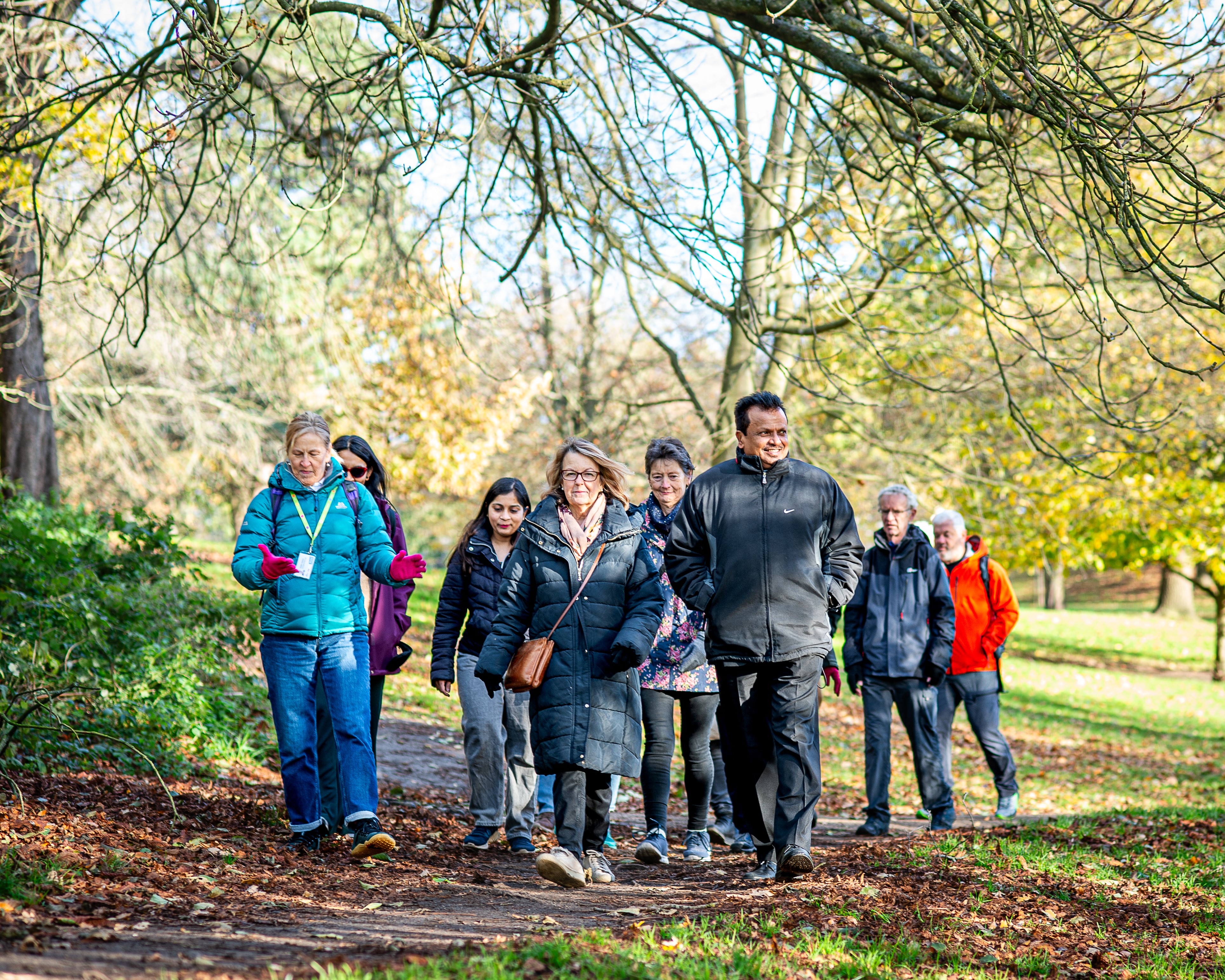 A group of eleven participants, group leaders, the Mayor and Cllr Debbie Richards enjoyed the winter sunshine walking through Christchurch Park, Ipswich