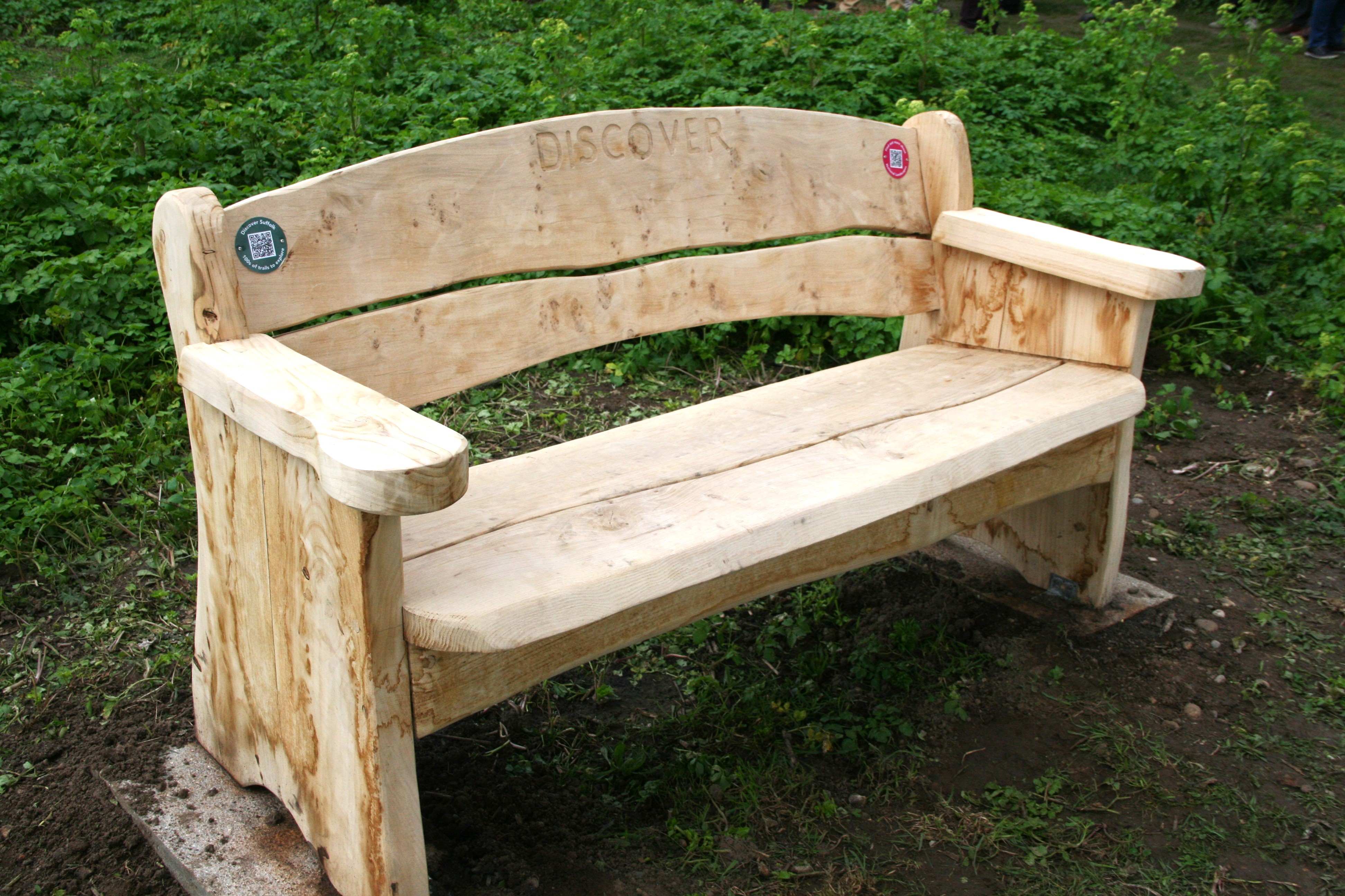 A wooden bench.
