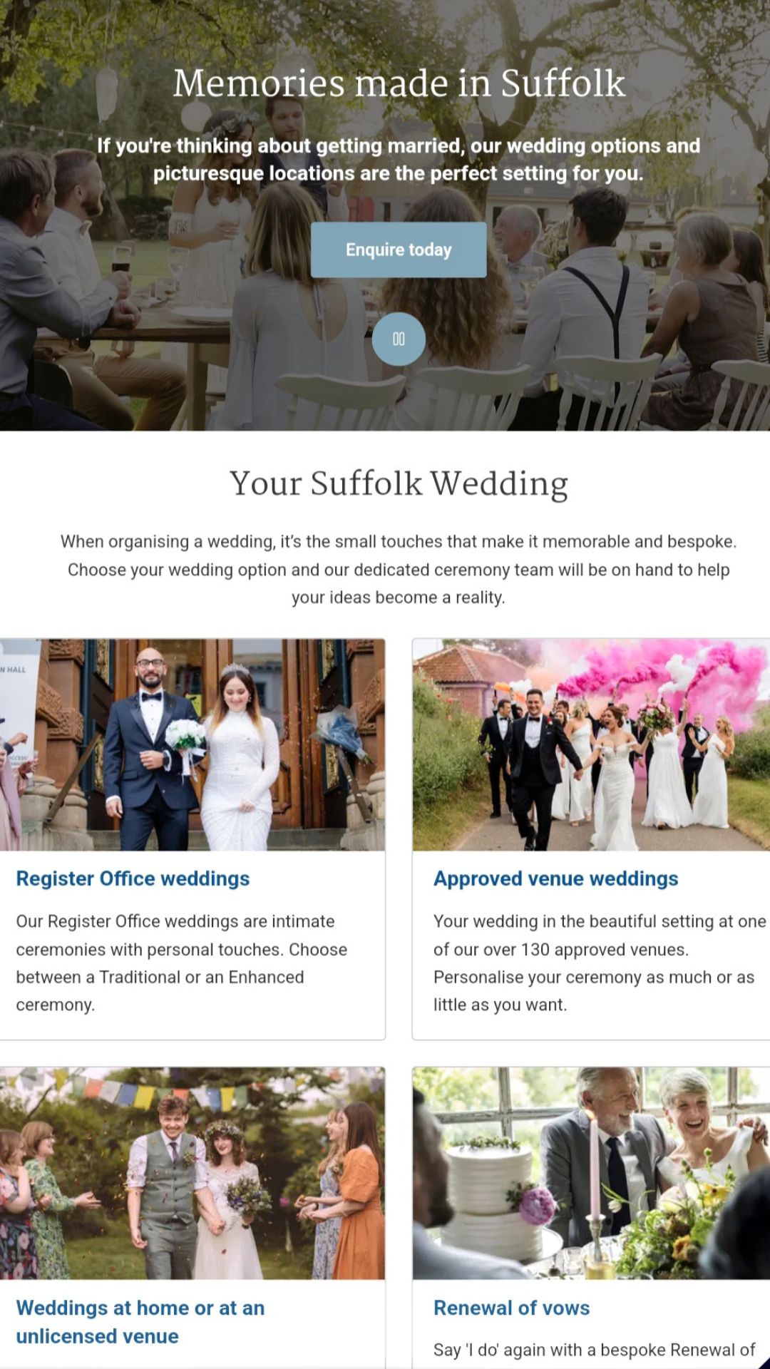 The Homepage of the new website